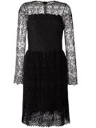 Ermanno Scervino Lace Overlay Dress, Women's, Size: 44, Black, Silk/polyamide/acetate