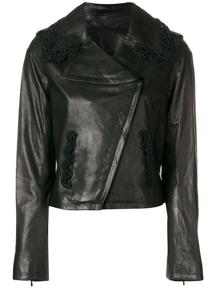 Chanel Pre-owned Crochet Trimmed Leather Jacket - Black