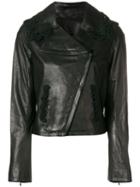 Chanel Pre-owned Crochet Trimmed Leather Jacket - Black