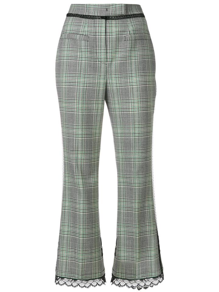 Msgm Cropped Checked Trousers - Black