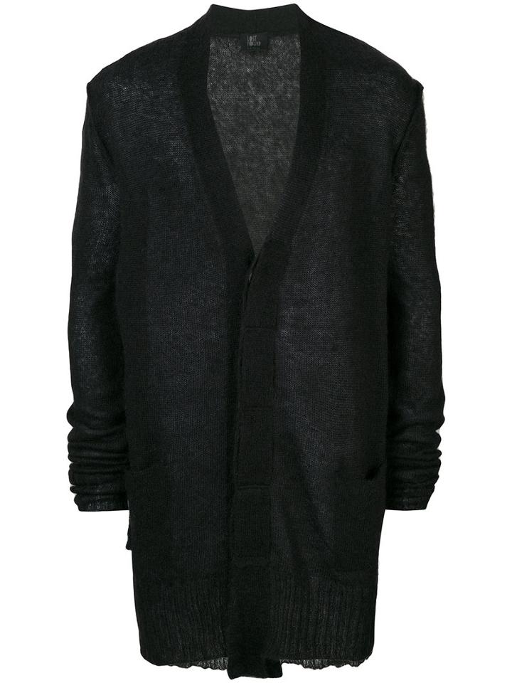 Lost & Found Ria Dunn - Ribbed Detail Cardigan - Men - Mohair/linen/flax/nylon/wool - M, Black, Mohair/linen/flax/nylon/wool