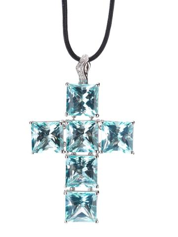 Gavello Cross Pendant Necklace - Blue