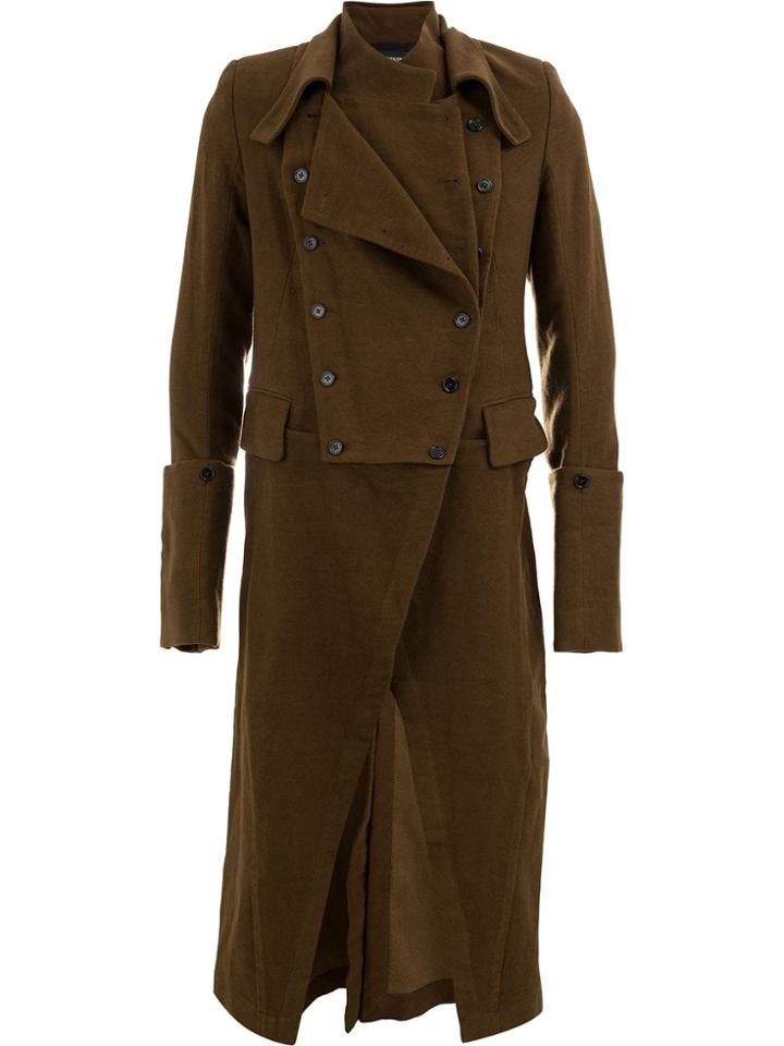 Ann Demeulemeester Draped Trench Coat - Brown