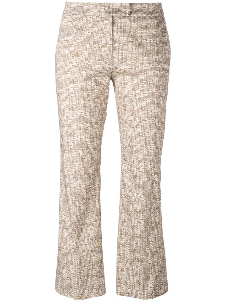 Incotex 3d Print Cropped Trousers, Women's, Size: 40, Nude/neutrals, Cotton/spandex/elastane