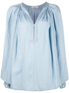 Sonia Rykiel Pleated Blouse, Women's, Size: 36, Blue, Tencel