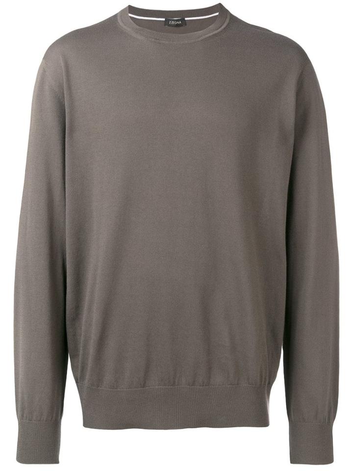 Z Zegna Long-sleeve Fitted Sweater - Grey