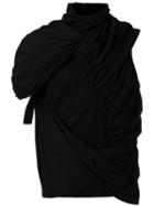 Rick Owens Gathered Roll-neck T-shirt, Men's, Size: Medium, Black, Cotton