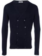 Paolo Pecora Double Breasted V-neck Cardigan, Men's, Size: Small, Blue, Wool