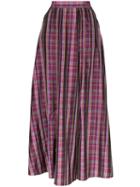 N Duo Check Pleated Skirt - Purple