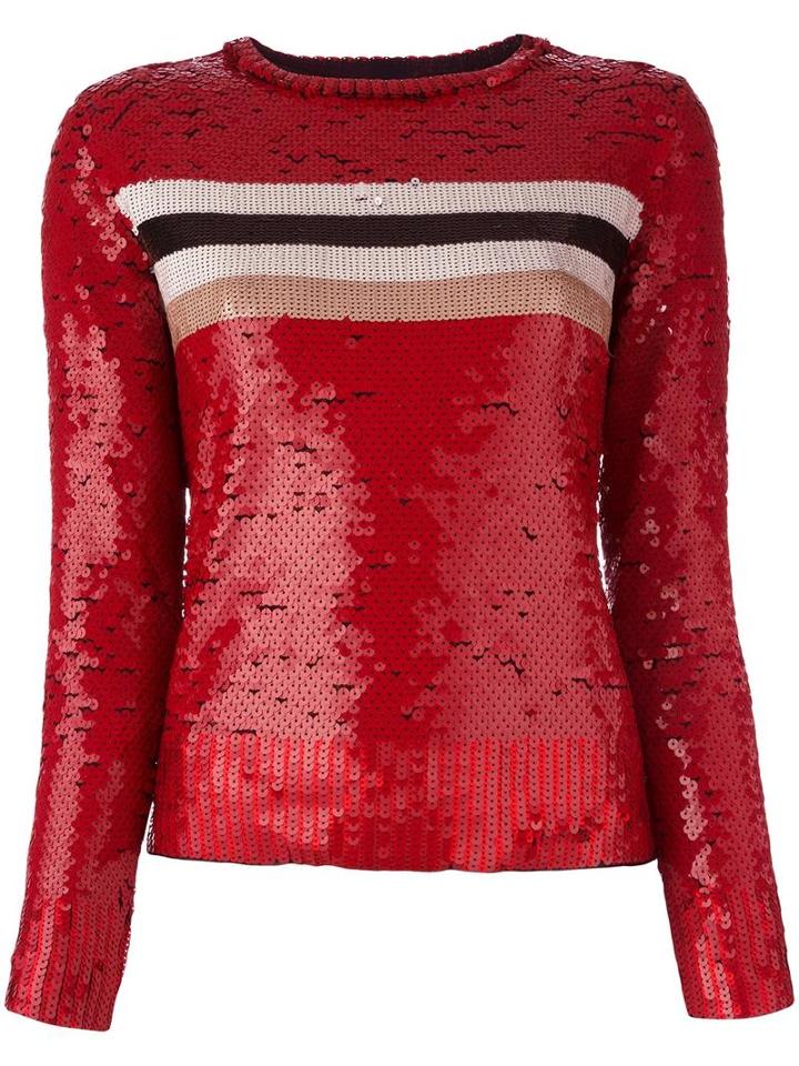 Aviù Striped Sequin Jumper, Women's, Size: 44, Red, Polyamide/spandex/elastane/polyester