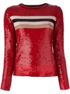 Aviù Striped Sequin Jumper, Women's, Size: 44, Red, Polyamide/spandex/elastane/polyester