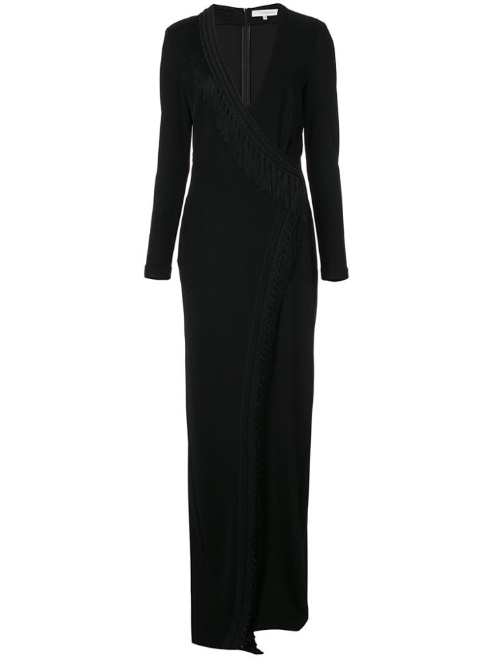 Galvan Long Wrap Dress - Black