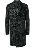 Etro Geometric Print Coat, Men's, Size: 46, Black, Wool/silk