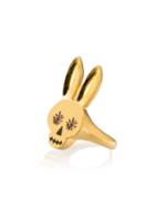 Maria Nilsdotter Gold Plated Silver Rabbit Skull Ring With Pink