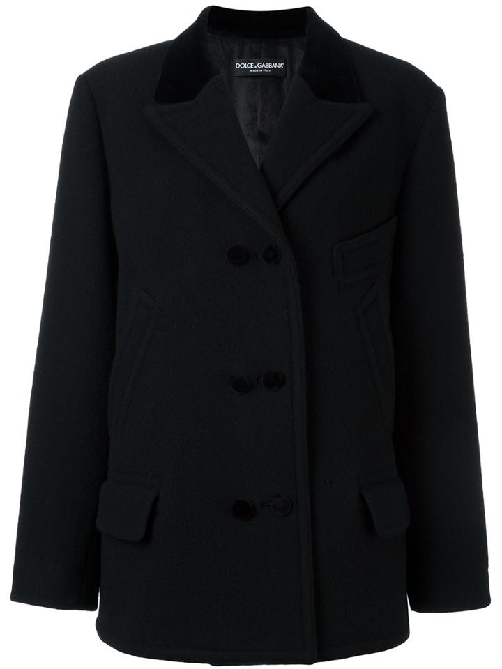 Dolce & Gabbana Double Breasted Blazer, Women's, Size: 40, Black, Wool/cotton/viscose/cupro