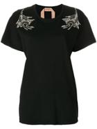 No21 Embroidered Shoulder T-shirt - Black