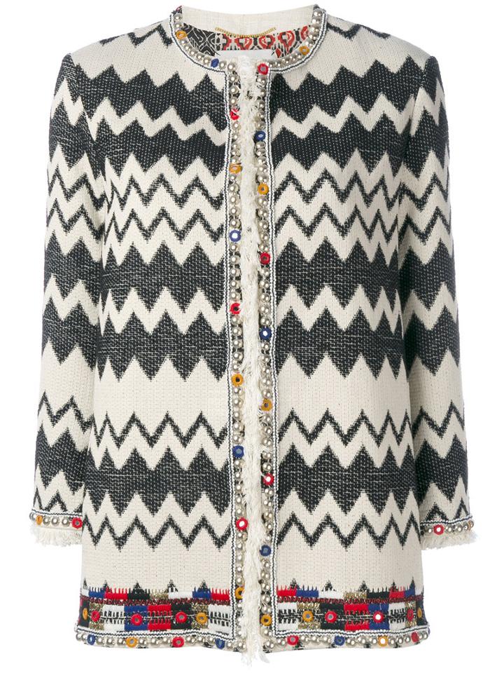 Bazar Deluxe - Beaded Detail Jacket - Women - Silk/cotton/acrylic/polyester - 46, Women's, Black, Silk/cotton/acrylic/polyester