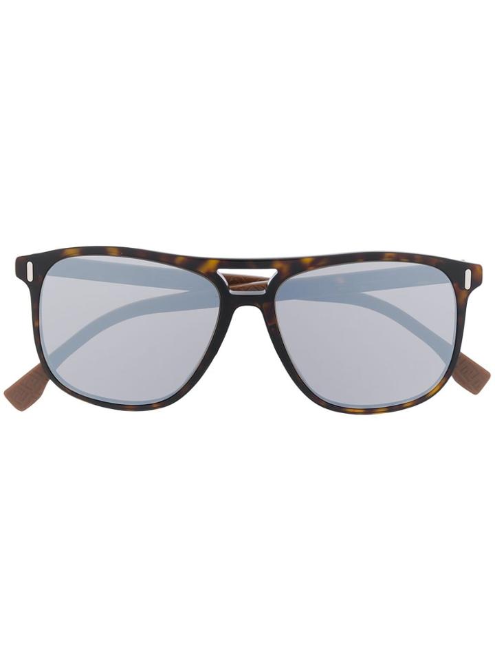 Fendi Eyewear Tortoiseshell Squared Frame Sunglasses - Brown