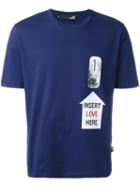 Love Moschino Insert Love Here T-shirt, Men's, Size: Medium, Blue, Cotton