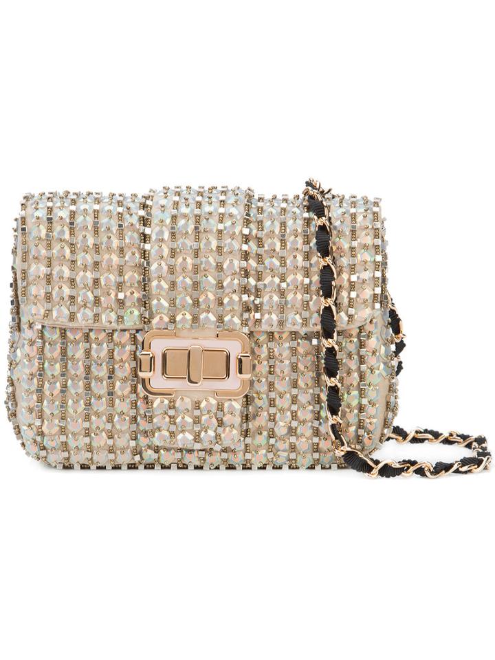 Monique Lhuillier - Iridescent Shoulder Bag - Women - Satin/satin Ribbon/sequin - One Size, Grey, Satin/satin Ribbon/sequin