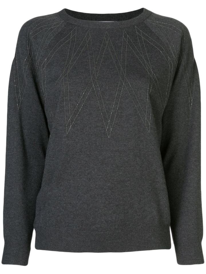 Brunello Cucinelli Gold-tone Embroidered Jumper - Grey