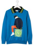 Fendi Kids Printed Jumper - Blue