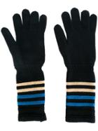 Sonia Rykiel Striped Detail Gloves, Women's, Blue, Wool