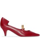 Burberry Link Detail Leather Point-toe Pump - Red