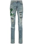 Amiri Snake Patch Embroidered Skinny Jeans - Blue