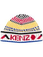 Kenzo Intarsia Knit Beanie Hat - White