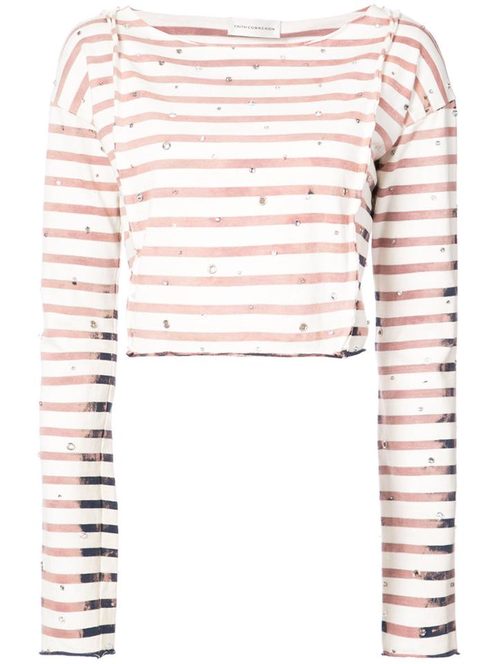 Faith Connexion Embellished Striped Top - White