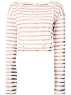 Faith Connexion Embellished Striped Top - White