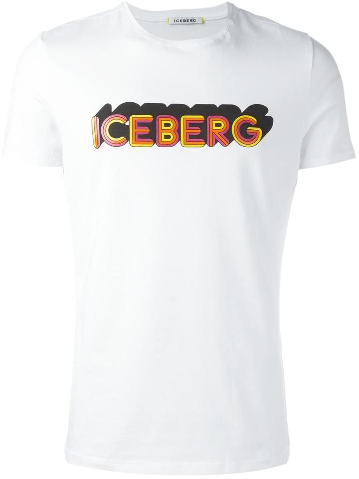Iceberg Logo Print T-shirt, Men's, Size: Xl, White, Cotton/spandex/elastane