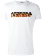 Iceberg Logo Print T-shirt, Men's, Size: Xl, White, Cotton/spandex/elastane