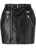 Saint Laurent Zipped Leather Mini Skirt, Women's, Size: 38, Black, Lamb Skin/metal/silk