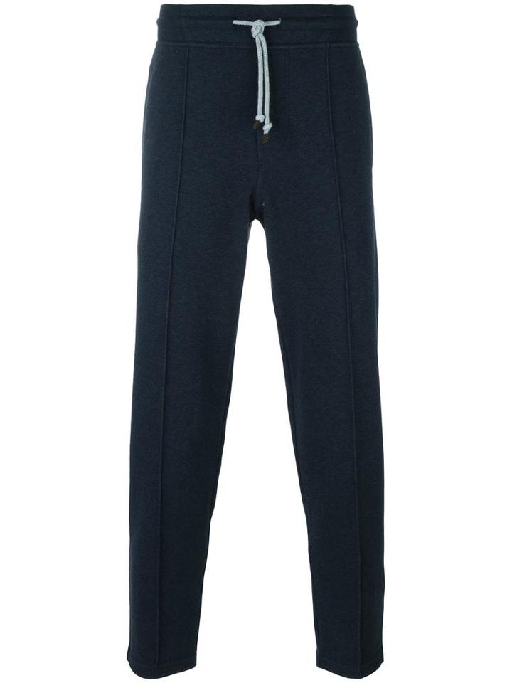 Brunello Cucinelli Drawstring Track Pants, Men's, Size: Medium, Blue, Cotton/polyamide