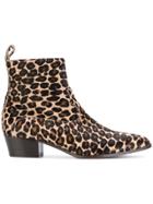 L'autre Chose Cheetah Print Ankle Boots - Brown