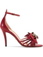 Gucci Leather Sandals With Bow - Red