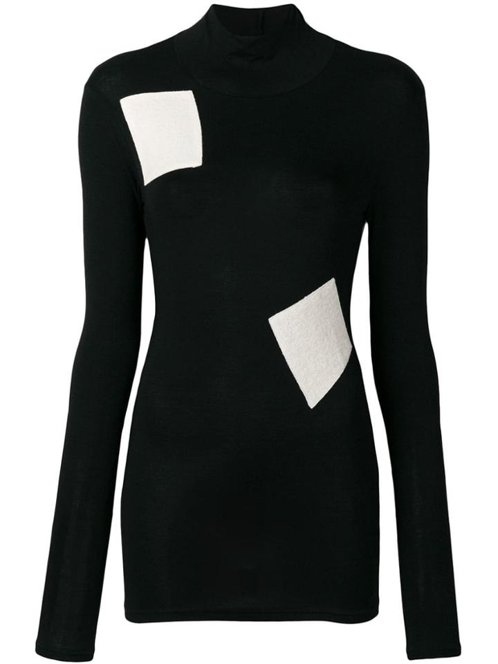 Yohji Yamamoto Woven Patch Jumper - Black
