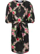 Blumarine Belted Floral Print Dress - Black