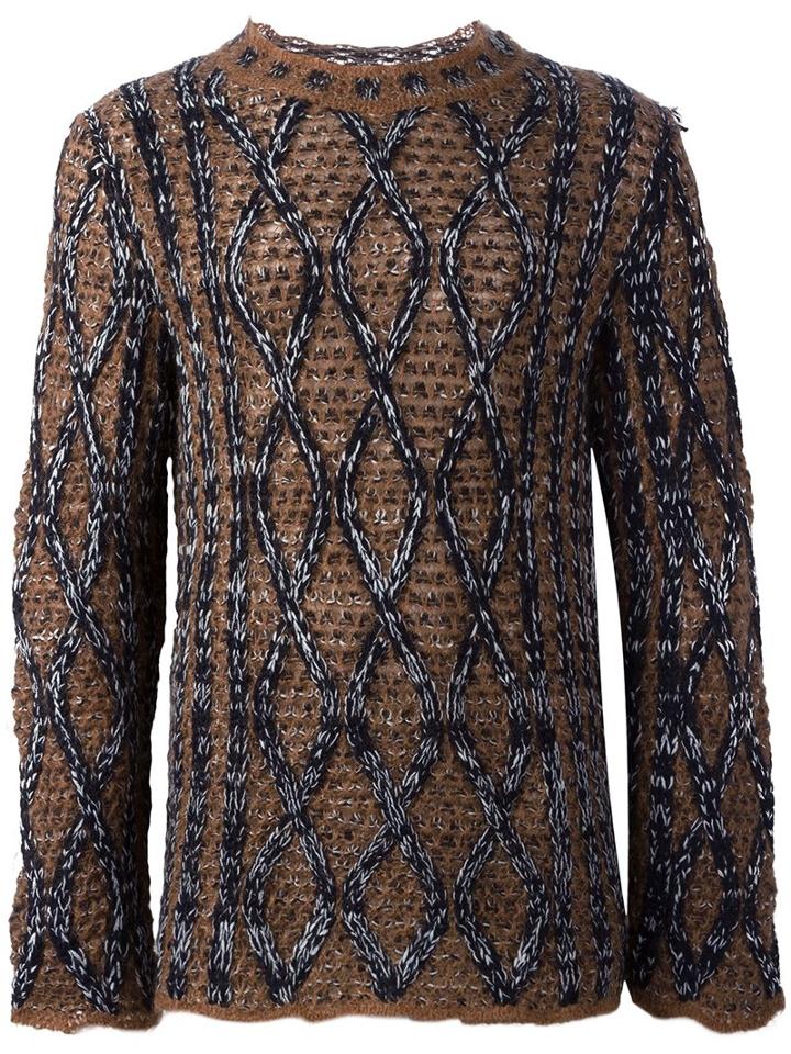 Ports 1961 'fully Fashioned' Sweater, Men's, Size: Large, Brown, Mohair/wool/virgin Wool/polyamide