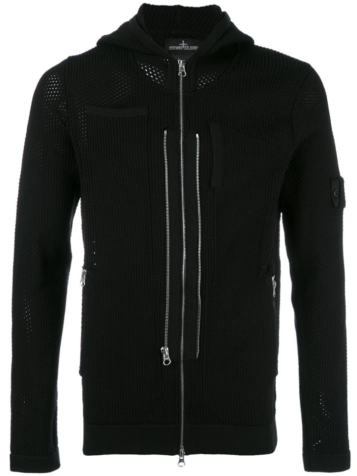 Stone Island Shadow Project Multi Zip Perforated Hoodie - Black