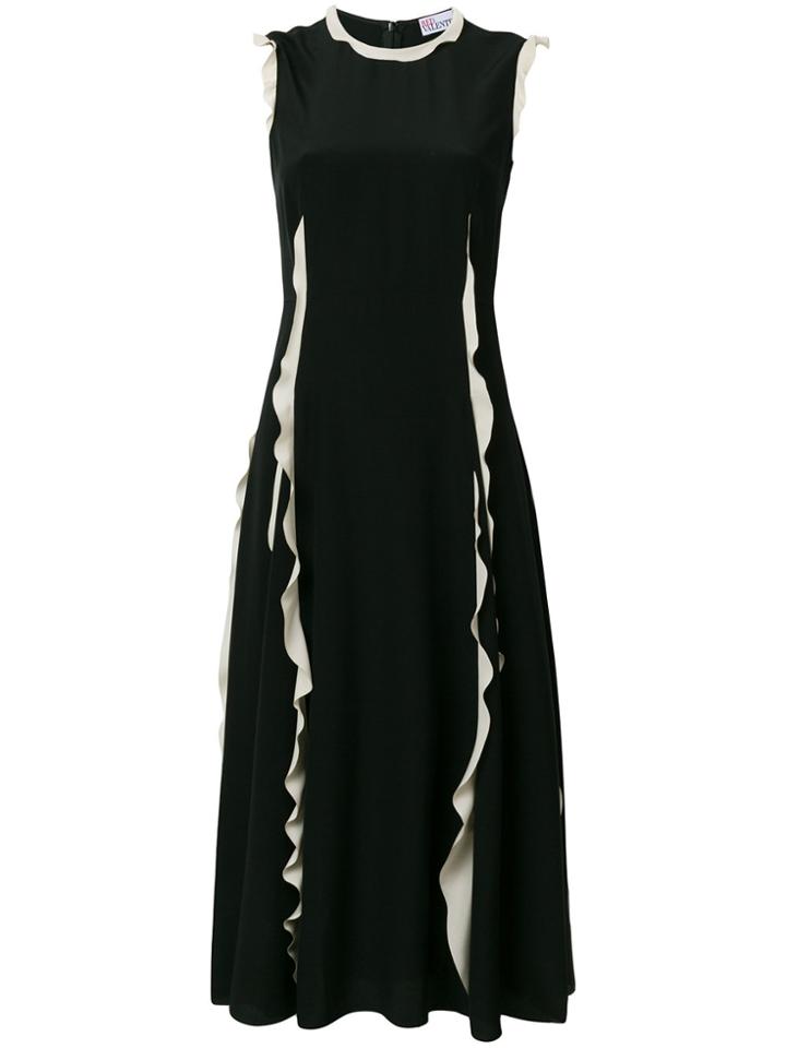 Red Valentino Frill Detail Midi Dress - Black