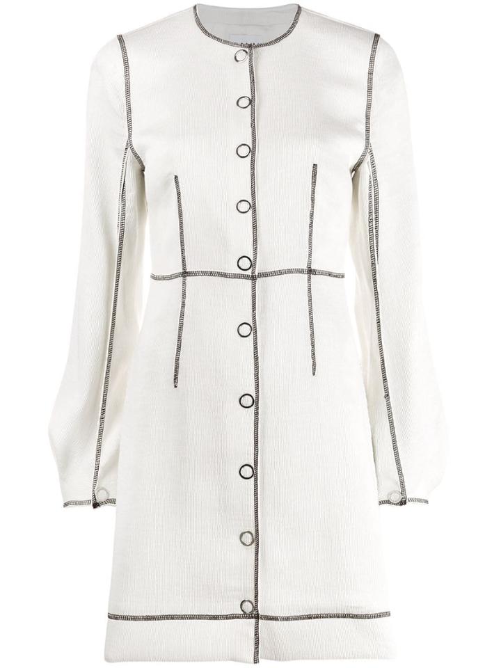 Ganni Contrast Stitch Mini Dress - White