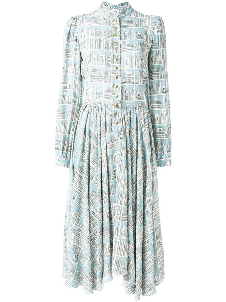 Olympia Le-tan Printed Shirt Dress, Women's, Size: 36, Blue, Viscose
