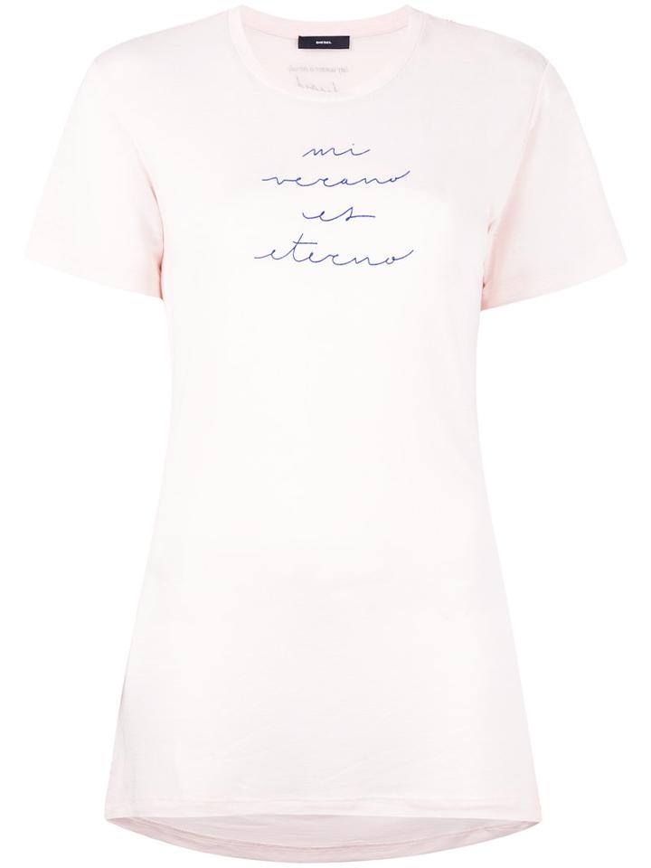 Diesel 't-sully' Long T-shirt, Women's, Size: Xs, Pink/purple, Lyocell/linen/flax