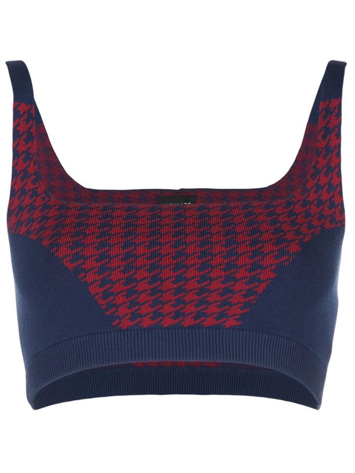 Nagnata Houndstooth-print Colour Block Bralette - Blue