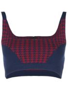 Nagnata Houndstooth-print Colour Block Bralette - Blue