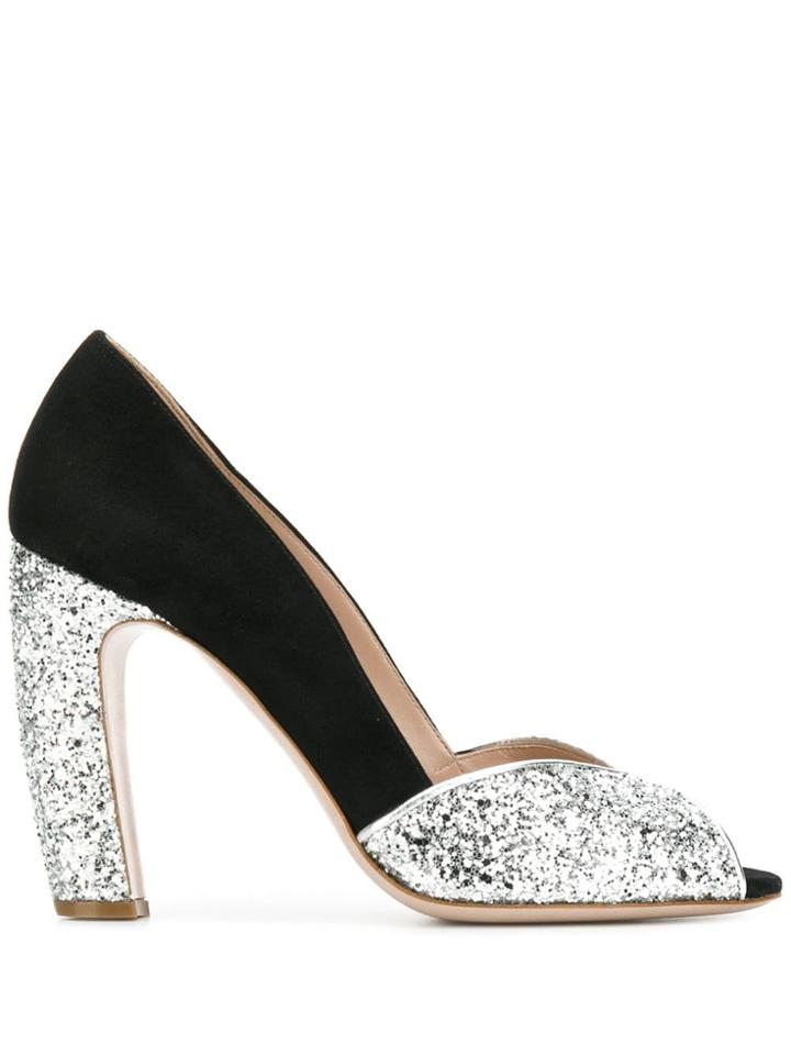 Miu Miu Glitter Embellished Pumps - Black