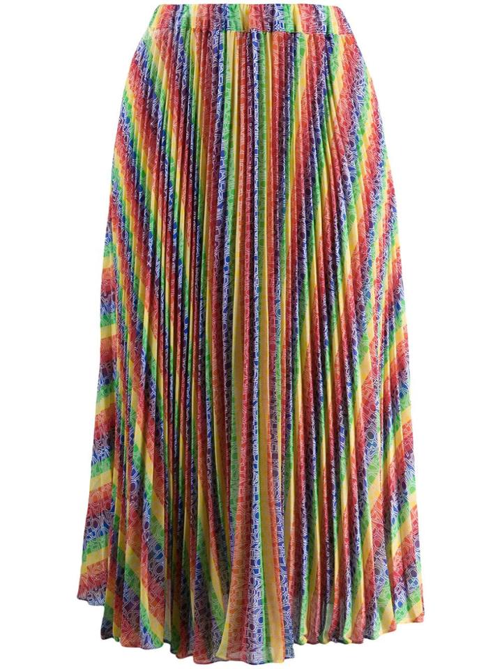 Michael Michael Kors Rainbow Pleated Midi Skirt - Blue